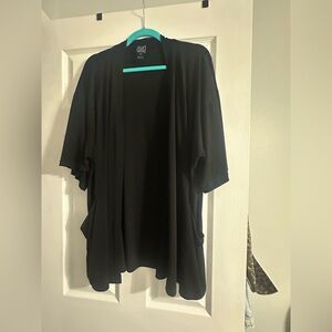 Clara Sun Woo Black Draped Open-Front Short Sleeve Cardigan